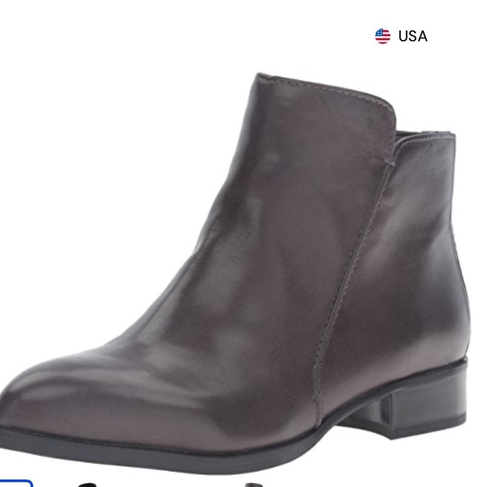 Nine West Norabel Espresso Brown Leather Low Block Heel Ankle Boots Size 10